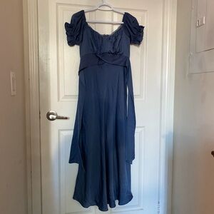 NWOT Stunning Dusk Blue Drape Evening Dress